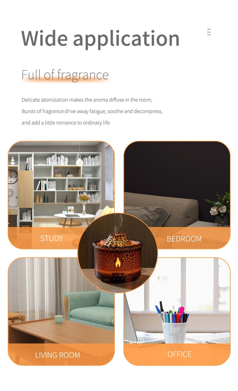 Remote Control Aromatherapy Diffuser Volcano Aromatherapy Machine Desktop Essential Oil Diffuser with Flame Home Night Light Ornament Wireless Remote Control Humidifier Aroma Jellyfish Design