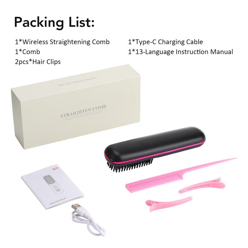 Cordless Straightening Comb, 3-Temperature Settings, Hair Straightener Brush, Suitable for Women and Girls, Styling Tool, Hair Styling Tools