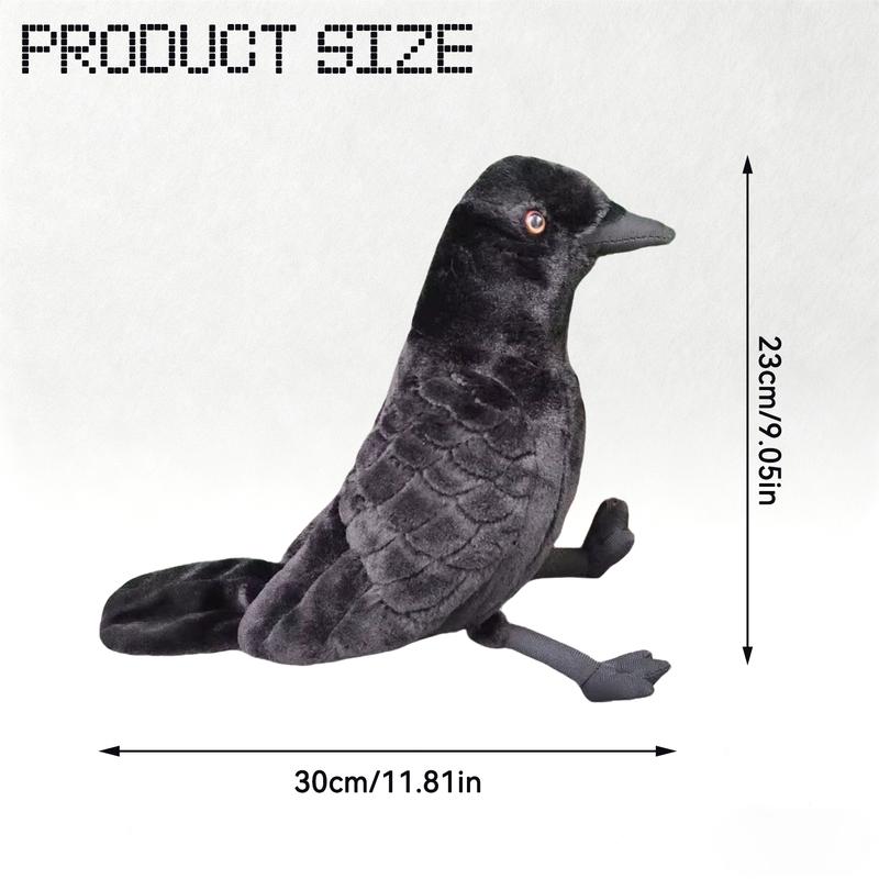 Realistic crow plush toy, soft and plush, exquisite details, creative gift, unique ornament. A charming decorative piece for the study, bedroom, or living room. A quirky animal doll, suitable for animal lovers, and a perfect gift for boys and children.
