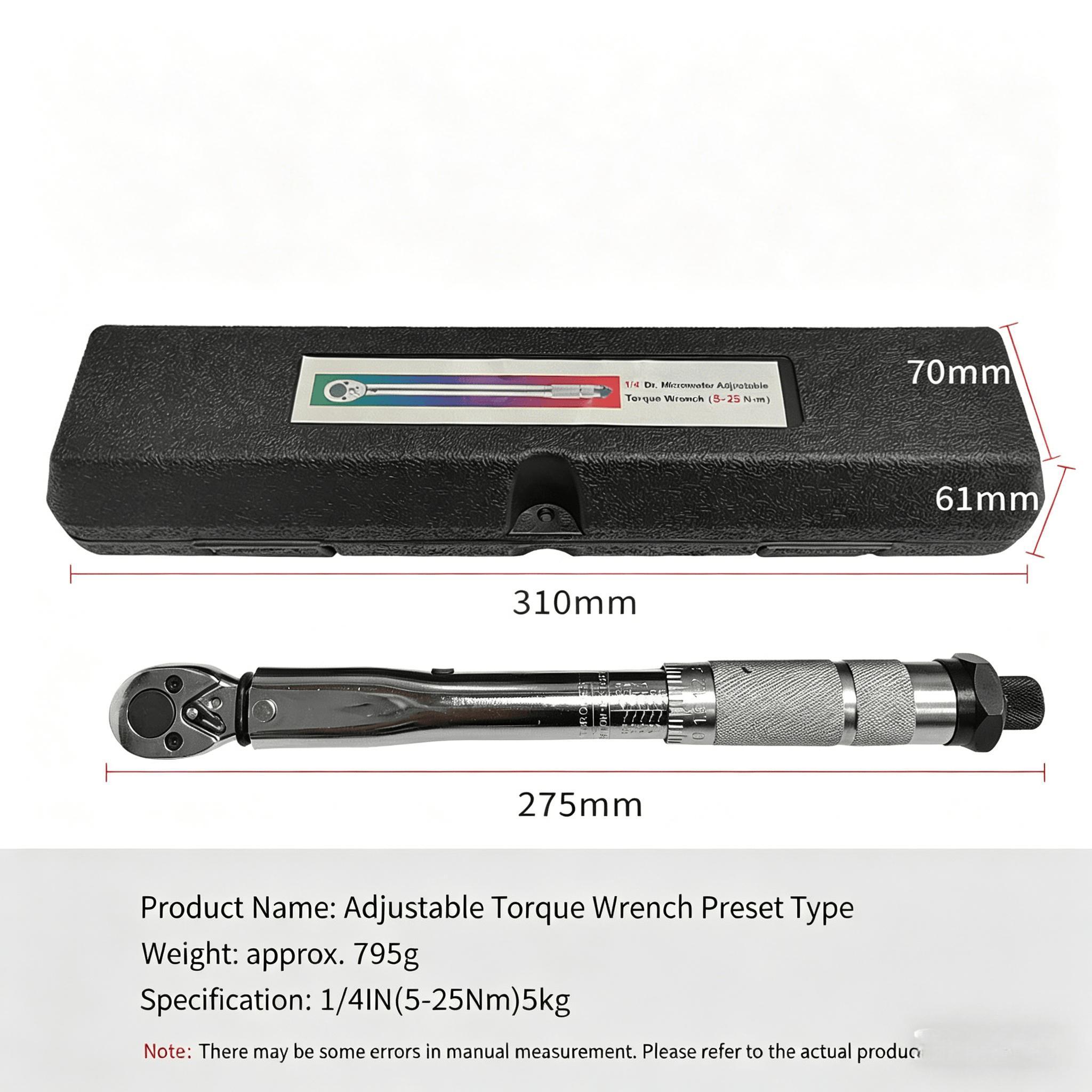 Torque Wrench 3/8" Drive Click Square Ratchet, 19-110nm Adjustable Hand Spanner, High Torque Range, Quick Adjustment, Metal Material