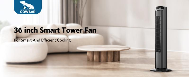 [NOT AC] COWSAR Fan for Bedroom, Quiet Floor Fan, Oscillating Tower Fan with Remote, Cooling Portable Bladeless  Fans Digital LED Display, 5-Speed & 3 Modes, 80° Oscillation, Remote Control, 12H Timer, Ultra-Quiet Cooling for Bedroom & Office