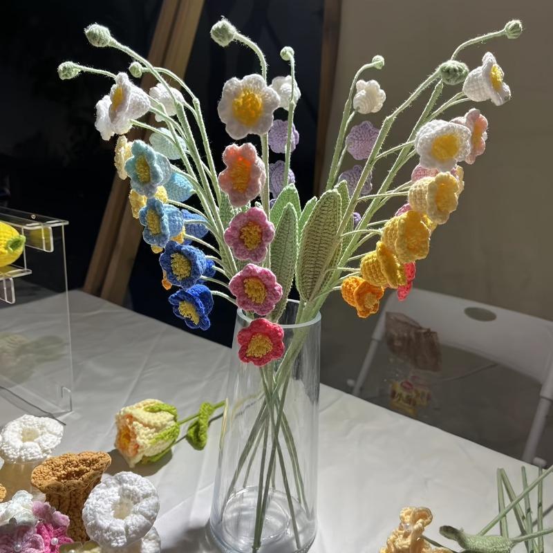 Handcrafted Crochet Flower Bouquet Set - Artificial Lilies, Carnations, Tulips & Forget-Me-Nots - Fabric Floral Arrangement for Christmas, Graduation, & All Seasons Decor - Tabletop Display