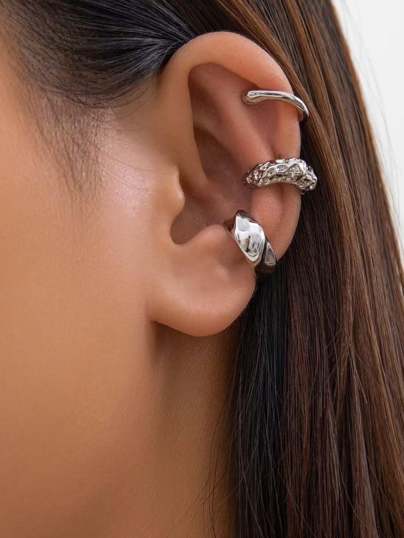 Minimalist Textured 3-Piece Ear Cuff Set | No Piercing Needed | Instantly Build Layered Ear Stack, Effortless Stacking Must-Have