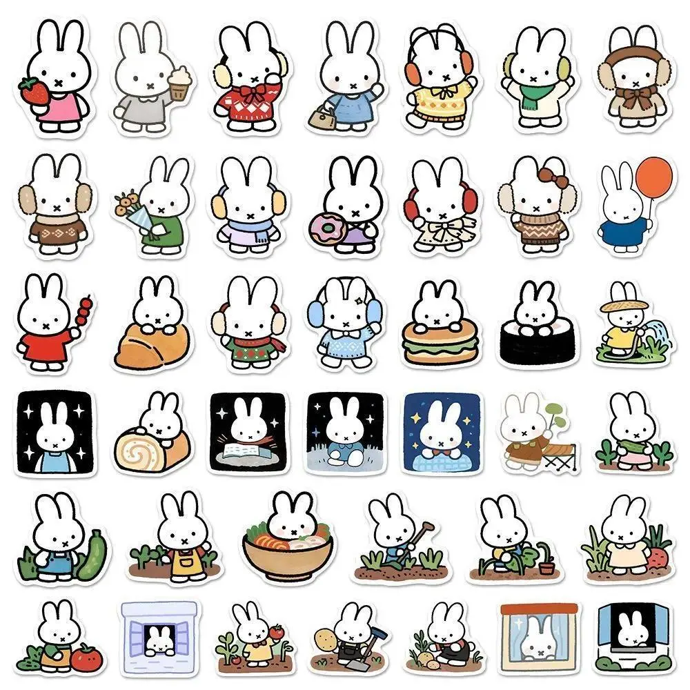 80PCS Kawaii Miffy Cute Sticker Decoration Card DIY Water Cup Phone Refrigerator Luggage Waterproof Stickers Gift Toy for Girl