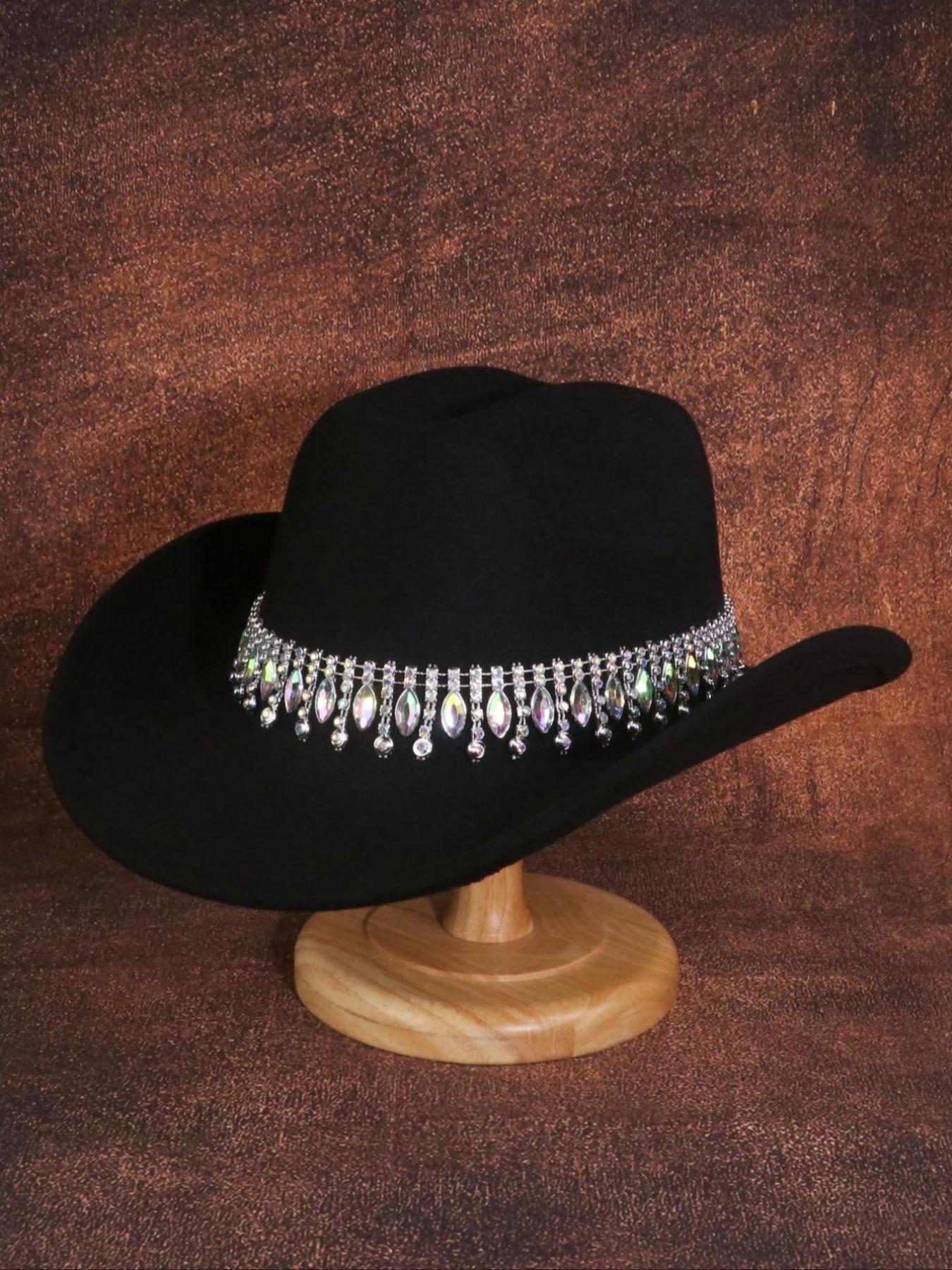 1PCS  Shimmering Rhinestone Cowboy Hat for Women, Lightweight Glittery Rhinestone Belt Cowboy Hat, Unique Wedding Party Outdoor Adventure Design