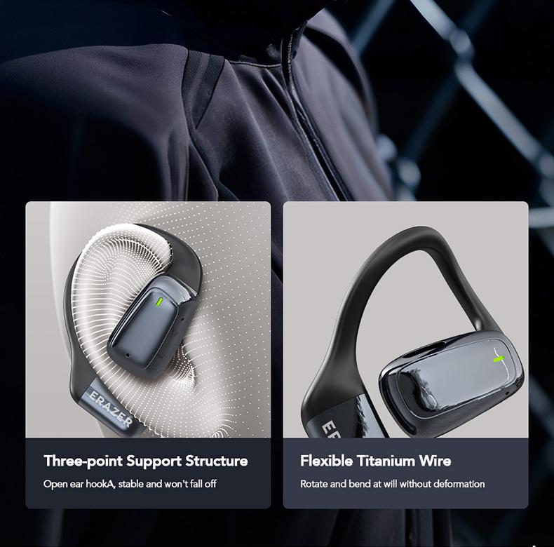 ERAZER XT82Pro OWS Wireless Earbuds Bluetooth 5.4 Earphones HIFI Sound Quality Wireless Headphones Light-Weight Headphones Full Color Display Touch Screen Gaming Headsets Built-in Microphone