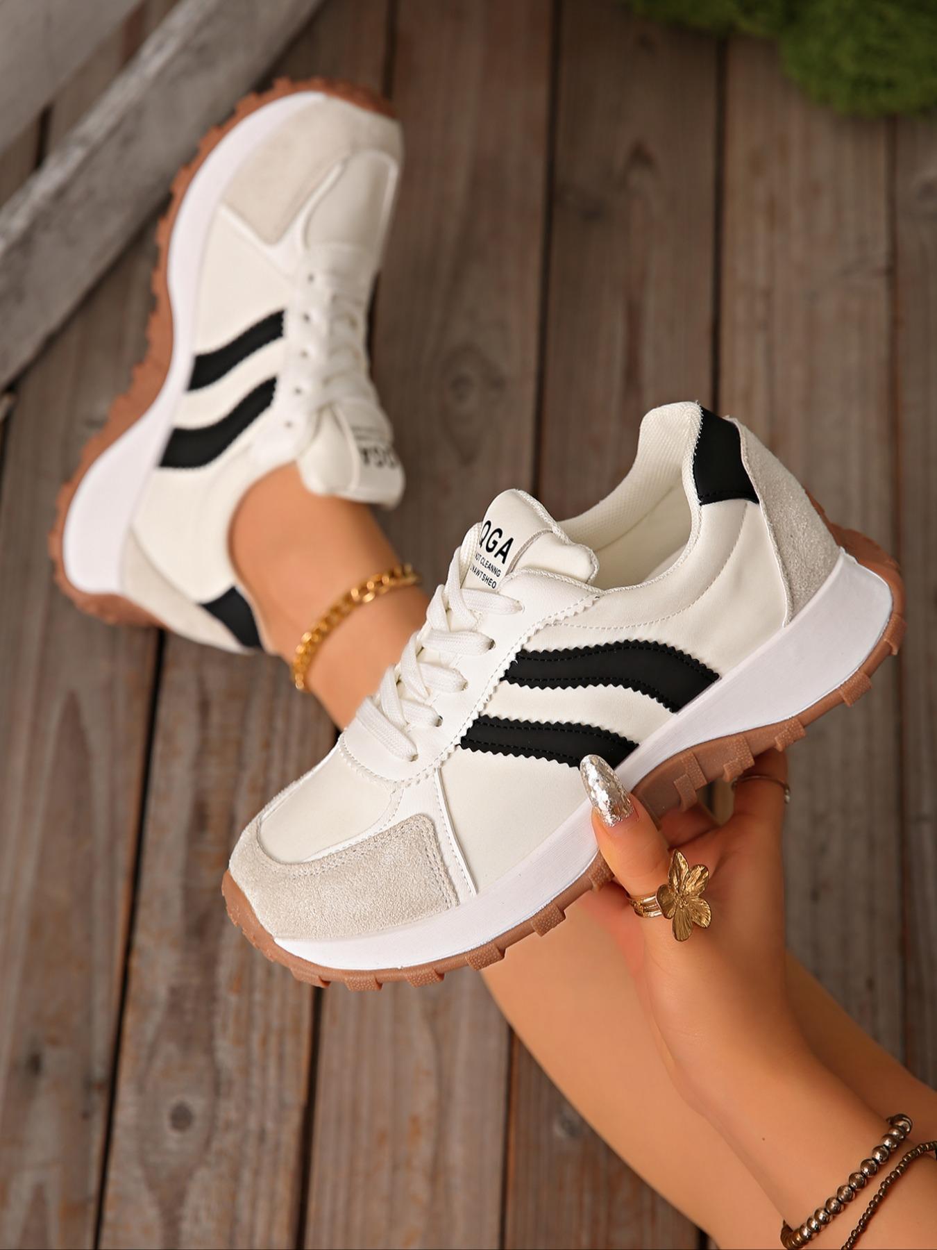 Women's Fashion Thick Sole Sneakers, BreathableWalking Shoes,Comfortable Support, CasualTextile Upper, Rubber Sole, All Seasons,Breathable Outdoor Shoes