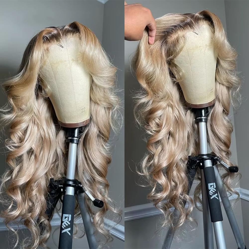13x6 Ombre Highlight Ash Blonde Lace Front Wigs Human Hair 180% Density Ash Blonde Body Wave Lace Frontal Wigs For Black Women 13x6 Lace Front Wig Pre Plucked With Baby Hair SpringStatements