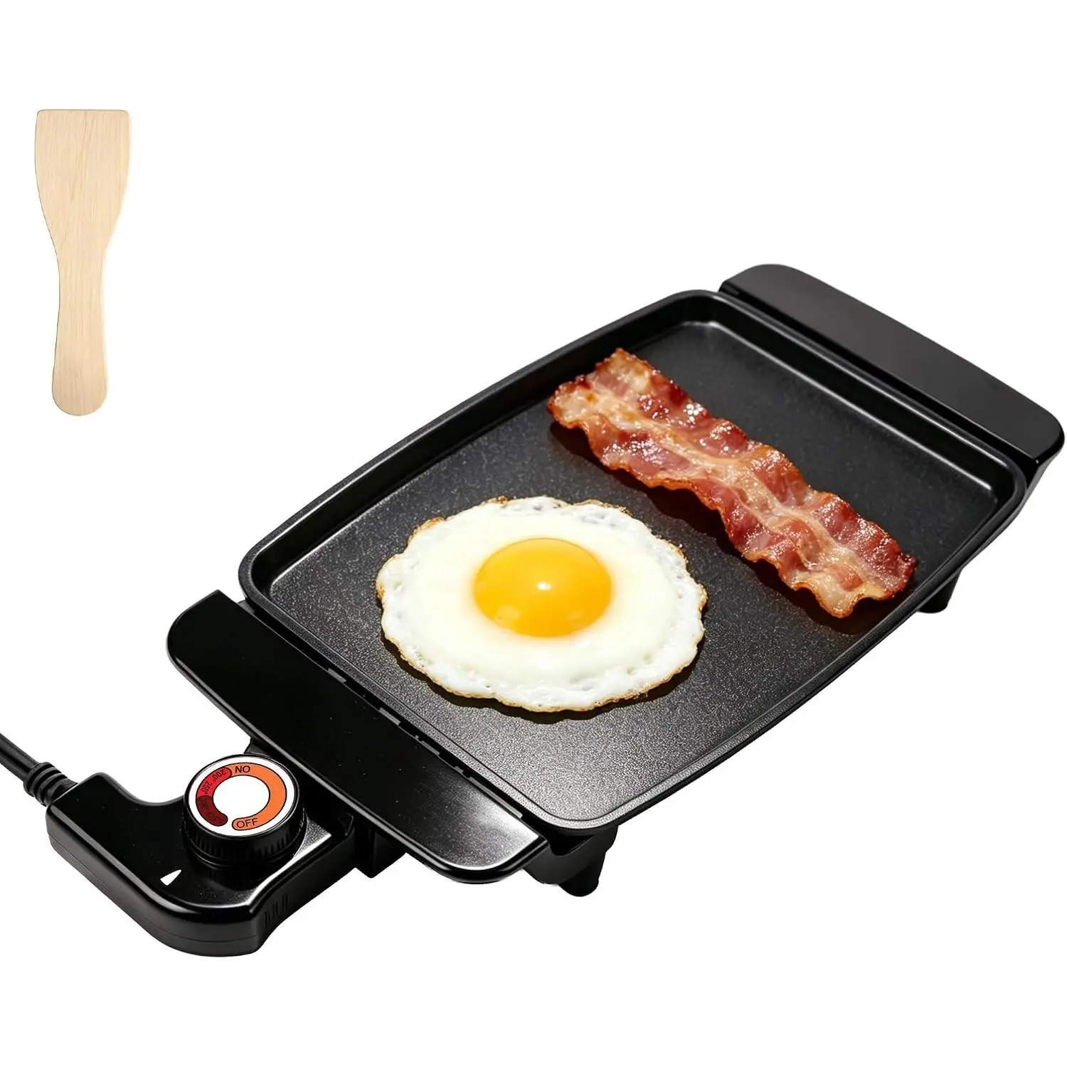 Small Electric Griddle, 10 Inch Mini Ceramic Non-Stick Electric Skillet with Adjustable Thermostat, 1200W Single Serve Grill for Breakfast, Cooking for Pancakes, Eggs, Sausage