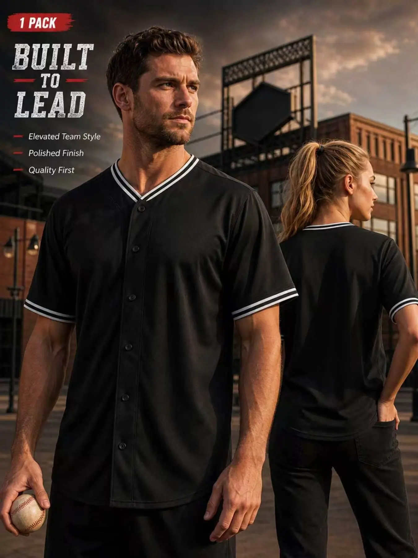 Blank Baseball Jersey | Unisex Button Down DIY Athletic Top