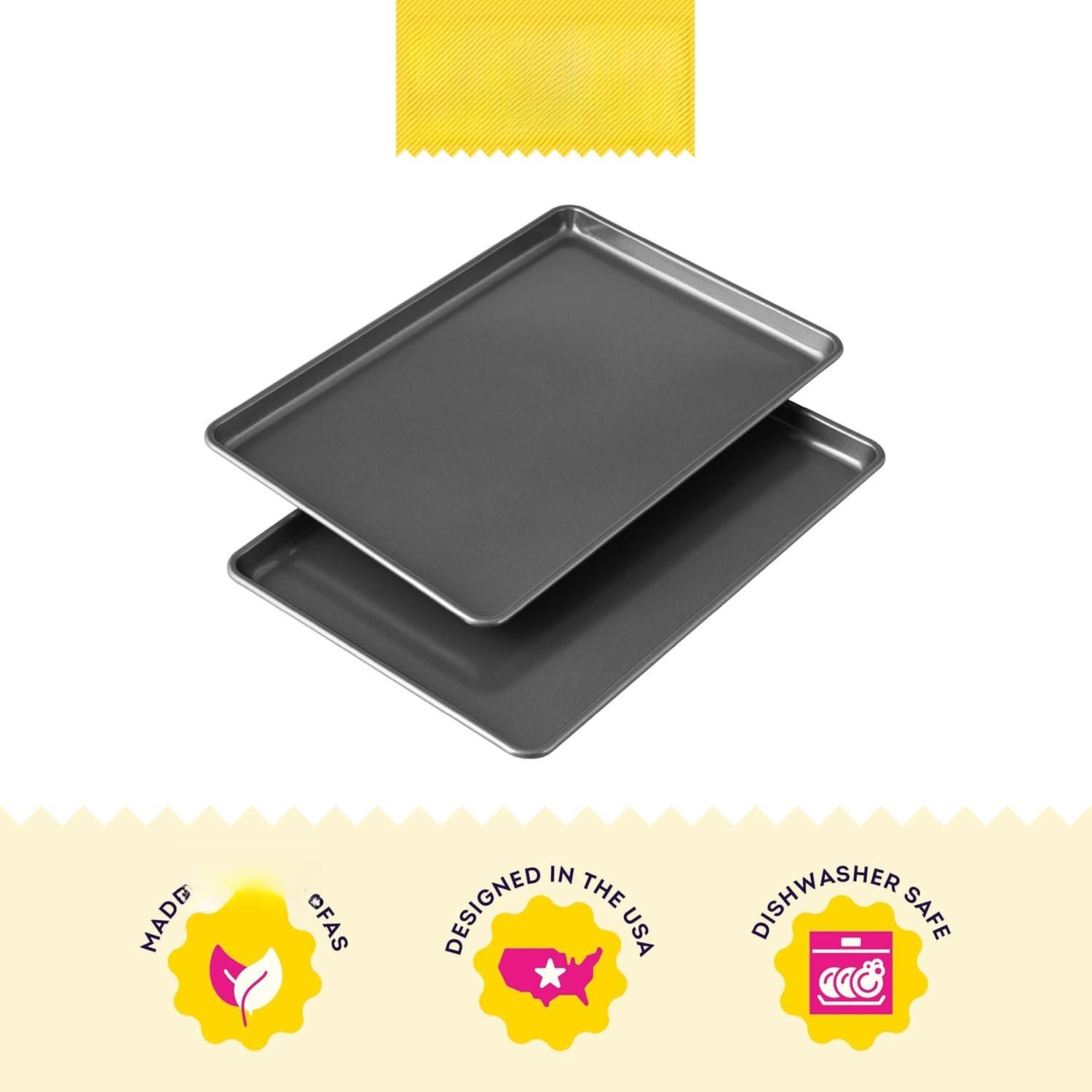 Easy Layers Sheet Cake Pan, Rectangle Sheet Pan, 2- Baking Sheets Set, Steel