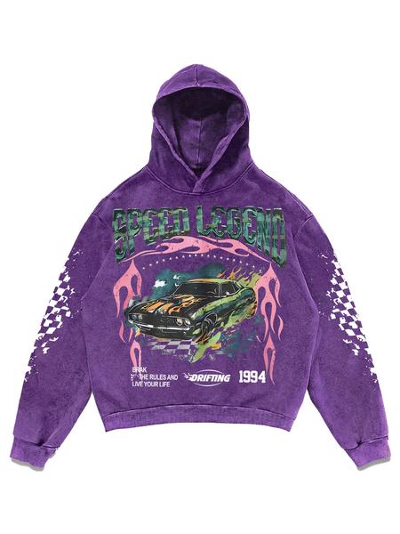 Men's Street Style Hooded Sweatshirt, Vintage Wash Short Design, Casual Fashion for Daily Wear & Outdoor Activities