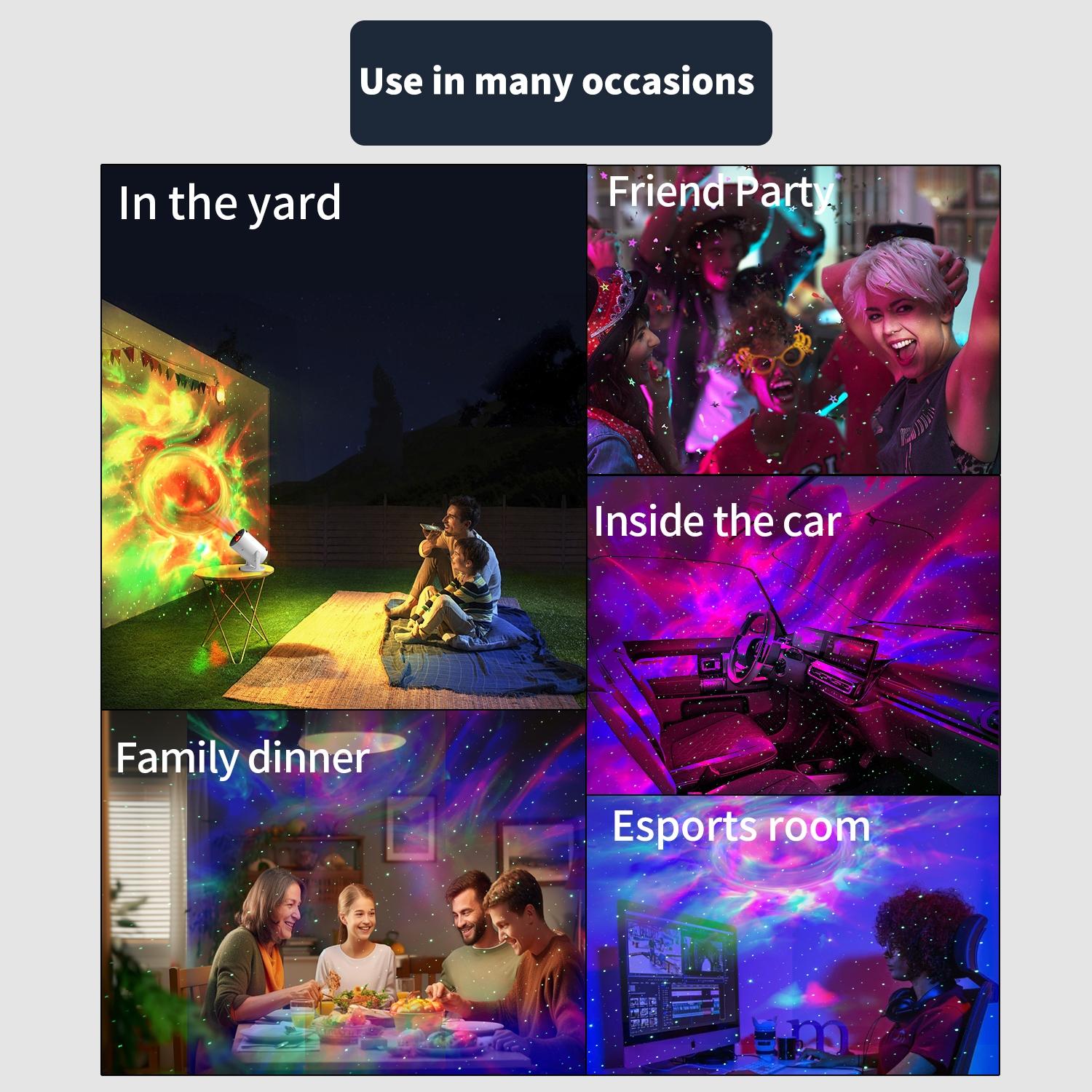 1 mini cannon star projector, galaxy projector, starry sky projector, night sky color adjustable, remote control timing, Bluetooth connection, portable indoor and outdoor projector, suitable for bedroom rest, ceiling projection, family party entertainment