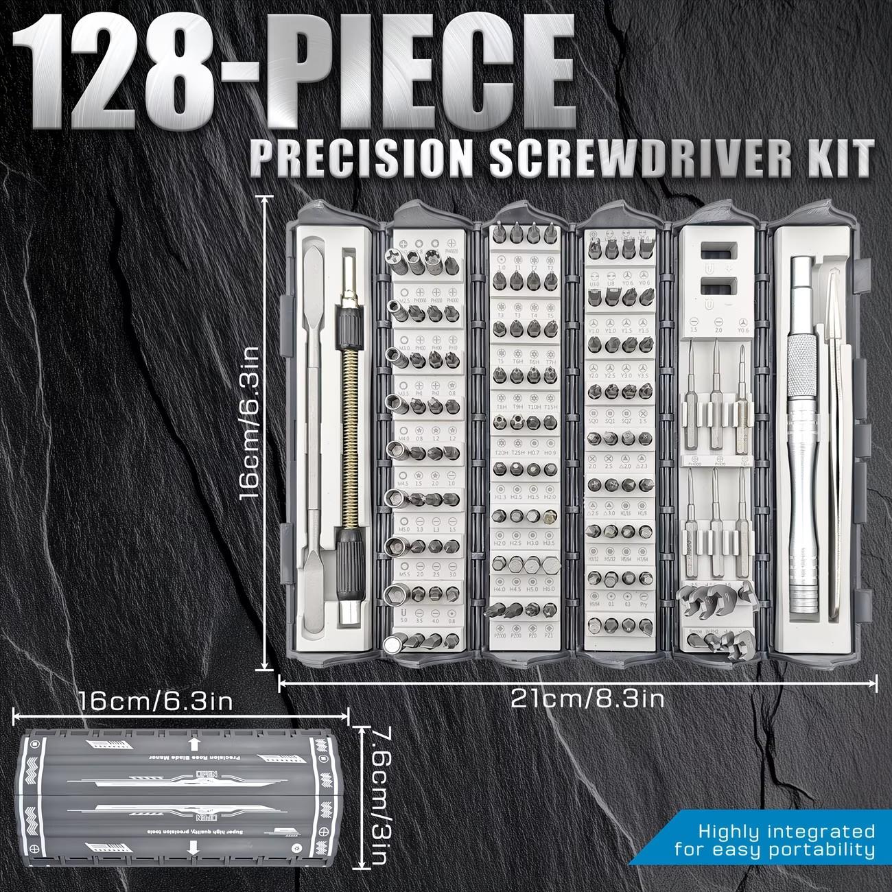 128-In-1 Precision Screwdriver Set, Professional Magnetic Repair Tools with 120 Bits, Ideal for Electronics, Computers, Laptops, Game Consoles, Durable Design, Versatile Use
