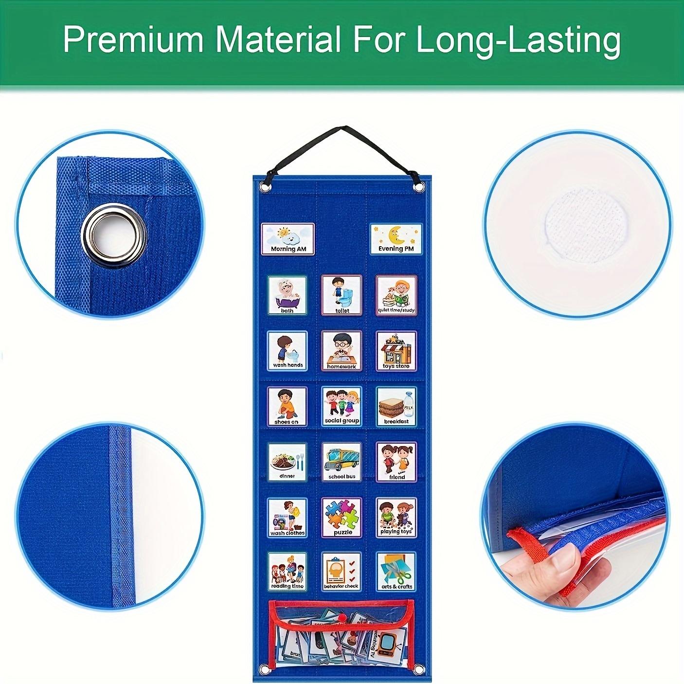 Multifunctional Polyester Visual Schedule Chart for Students & Autism, Foldable Wall Hanging Organizer with Pockets, Educational Planning Tool, Visual Learning Tools, Classroom Supplies Charts, Learning Materials