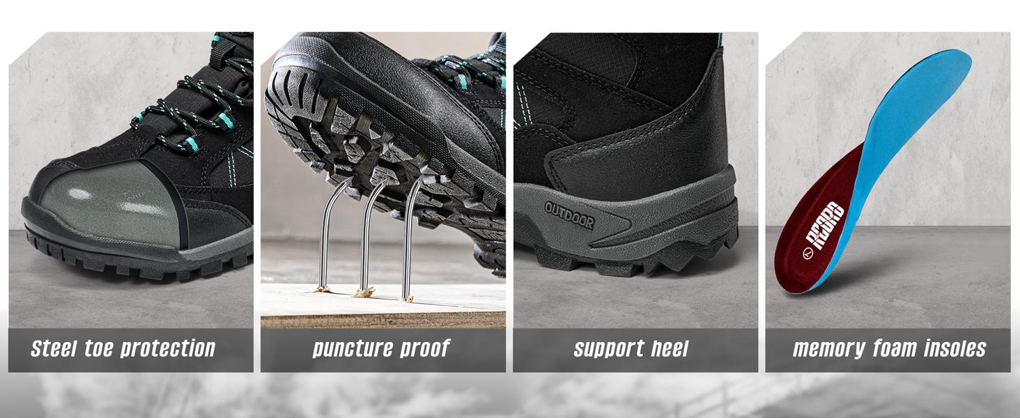 R CORD Steel Toe Boots for Women Waterproof Safety Work Boots Non-slip Composite Toe Boots for Women Steel Toe Shoes for Women Construction Boots Hiking Boots Womens SpringStatements