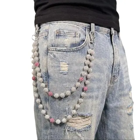 Unisex Bold Hip-Hop Fashion Iron Alloy Waist Chain - 1pc Handmade Graphic Rhinestone Decorative Stones Body Chain, Fade-Resist Shine, Non-Stretch Daily Accessory for Hip-Hop Fans, Easy to Use & Versatile, Multicolor