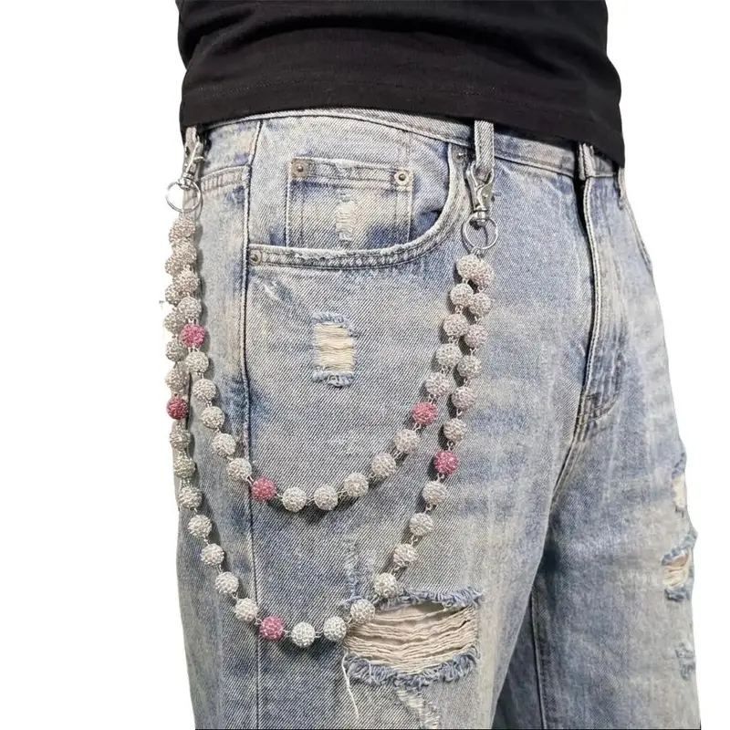 Unisex Bold Hip-Hop Fashion Iron Alloy Waist Chain - 1pc Handmade Graphic Rhinestone Decorative Stones Body Chain, Fade-Resist Shine, Non-Stretch Daily Accessory for Hip-Hop Fans, Easy to Use & Versatile, Multicolor