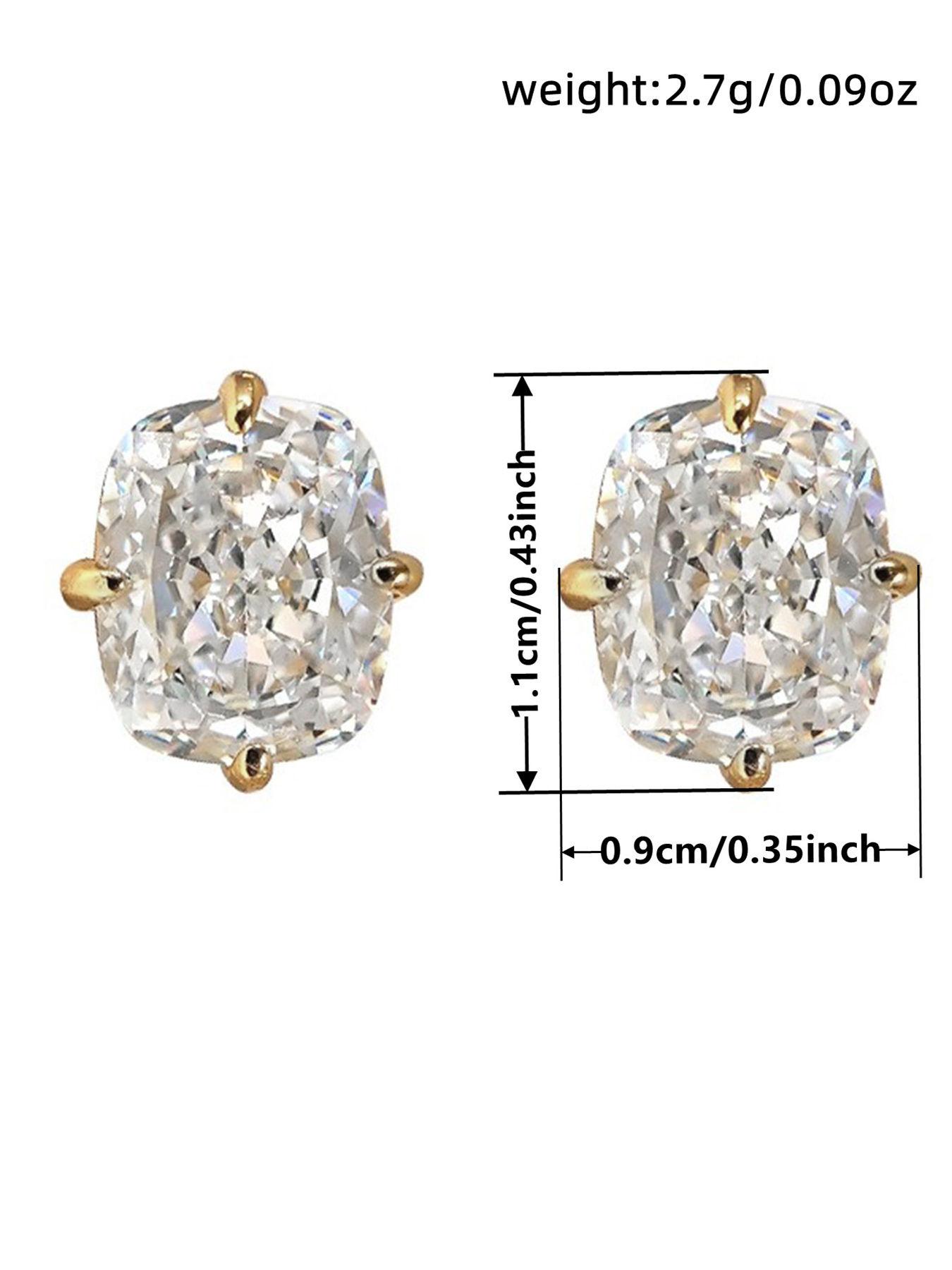 1 Pair Romantic Cubic Zirconia Stud Earrings For Women For Party Engagement Anniversary Jewelry Valentine's Day Gift Solitaire Earrings