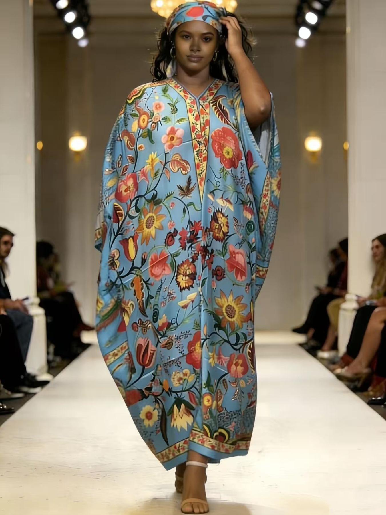 2-piece set woman‘ s Boho Kaftan Beach Cover Up  – Oversized Maxi Dress Beachwear for Summer Vacation & Resort Wear ✨