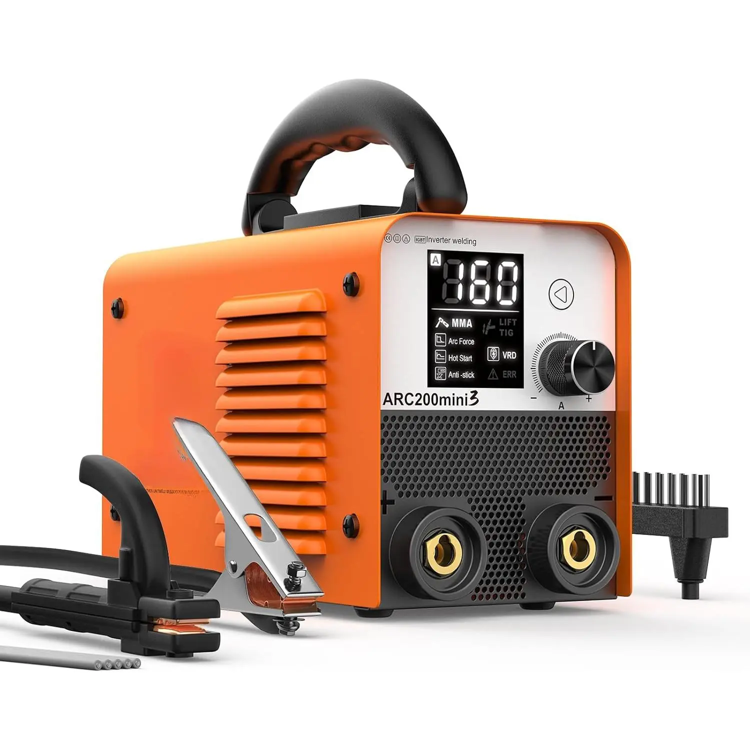 Stick Welder 110V Digital Display 200A Duty Cycle 60% ARC Lift TIG Welding Machine LCD Display IGBT Inverter Portable MMA Welder with Hot Start, Arc Force, VRD and Anti Stick