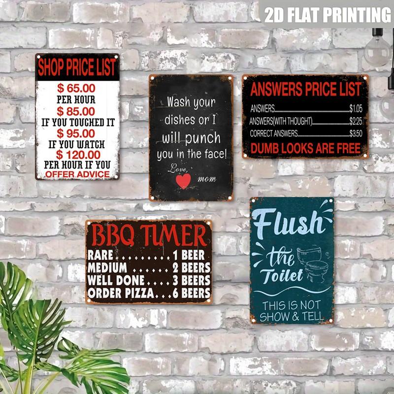 Vintage Aluminum Wall Decor, 8x12 Inch Handwritten Metal Sign, Durable Indoor/outdoor Decoration, Humorous Gift for Home, Kitchen, Garden, Bathroom