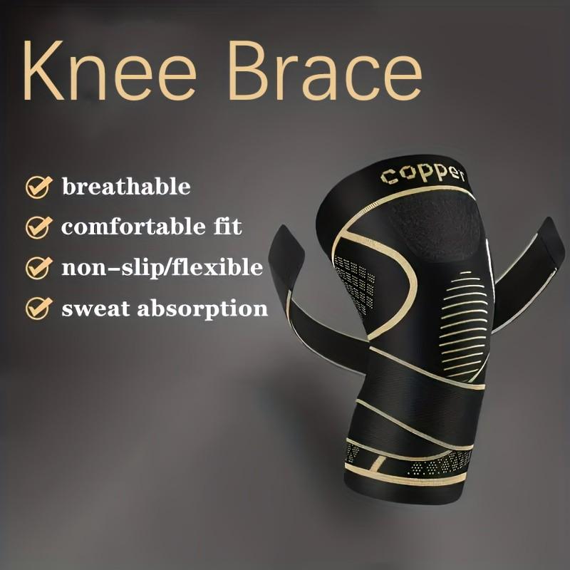 Men's Compression Strap Knee Brace, 2-Pack Copper Alloy Material, Nylon Blend Breathable & Durable, Ideal for Daily Use