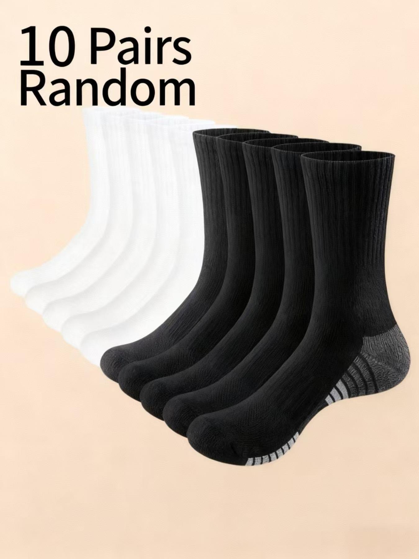 10 Pairs Men's Colorblock Crew Socks, Sporty Ankle Socks, Youth Basketball Socks, Unisex All-Season Casual Wear
