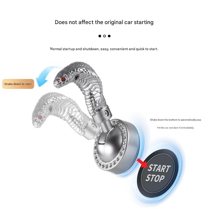 Creative Snake Head One-Button Start Cover, Car Engine Ignition Parking Rod, Fashion Safety Start Pushrod, Universal Fit, Easy Installation, Car Interior Accessory