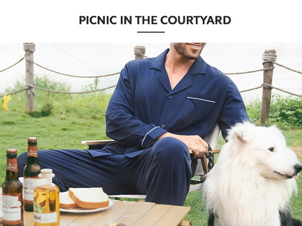 David Archy Couple Cotton Sleepwear Button-Down Pajamas Set for Gifts - Matching Comfort Loungewear with Pockets & Front Fly