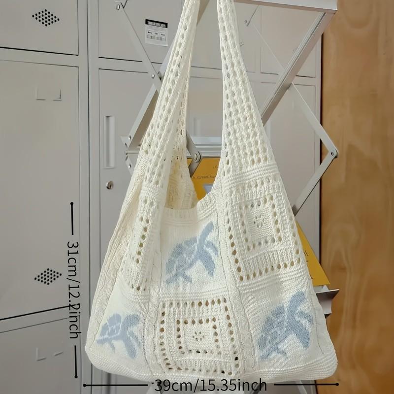 Boho Turtle Pattern Beach Woven Bag, Large Capacity Storage for Sunscreen, Sunglasses, Small Towels, Perfect for Sea Trips