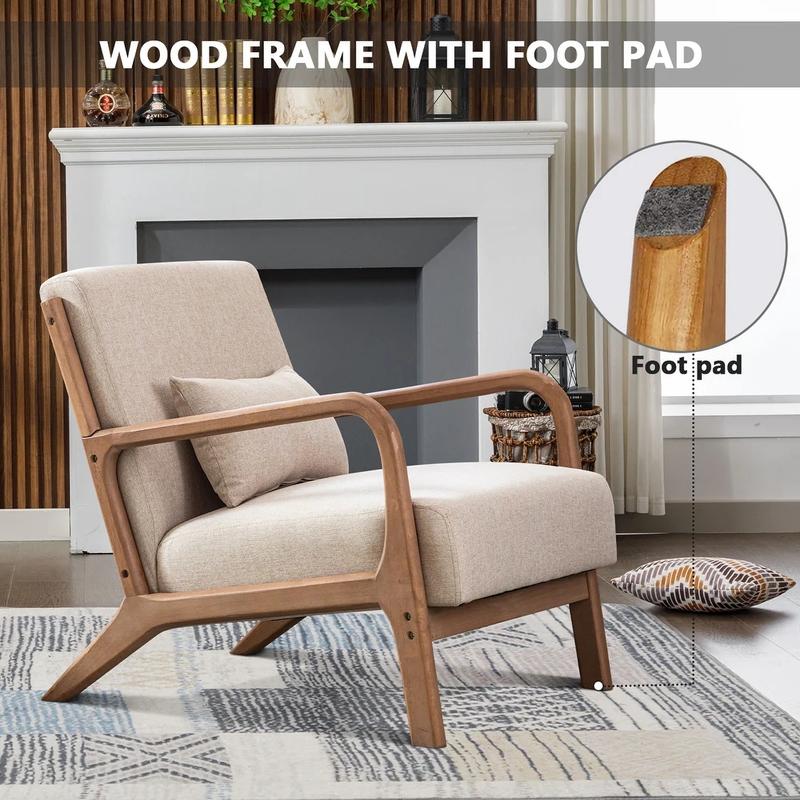 [TikTokShopBlackFriday]Hertford Modern Accent Chair, Comfy Fabric Living Room Chairs with Solid Wood Frame, Lounge Reading Armchair, Easy Assembly