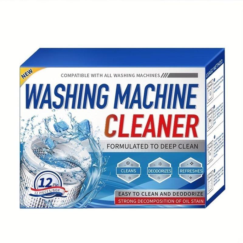 Washing Machine Cleaner, Powerful Cleaning Tablets, 12/24pcs Deep Cleaning Tablets for Front & Top Load Washers, Household Essential, Degreaser Foam, Summer Use
