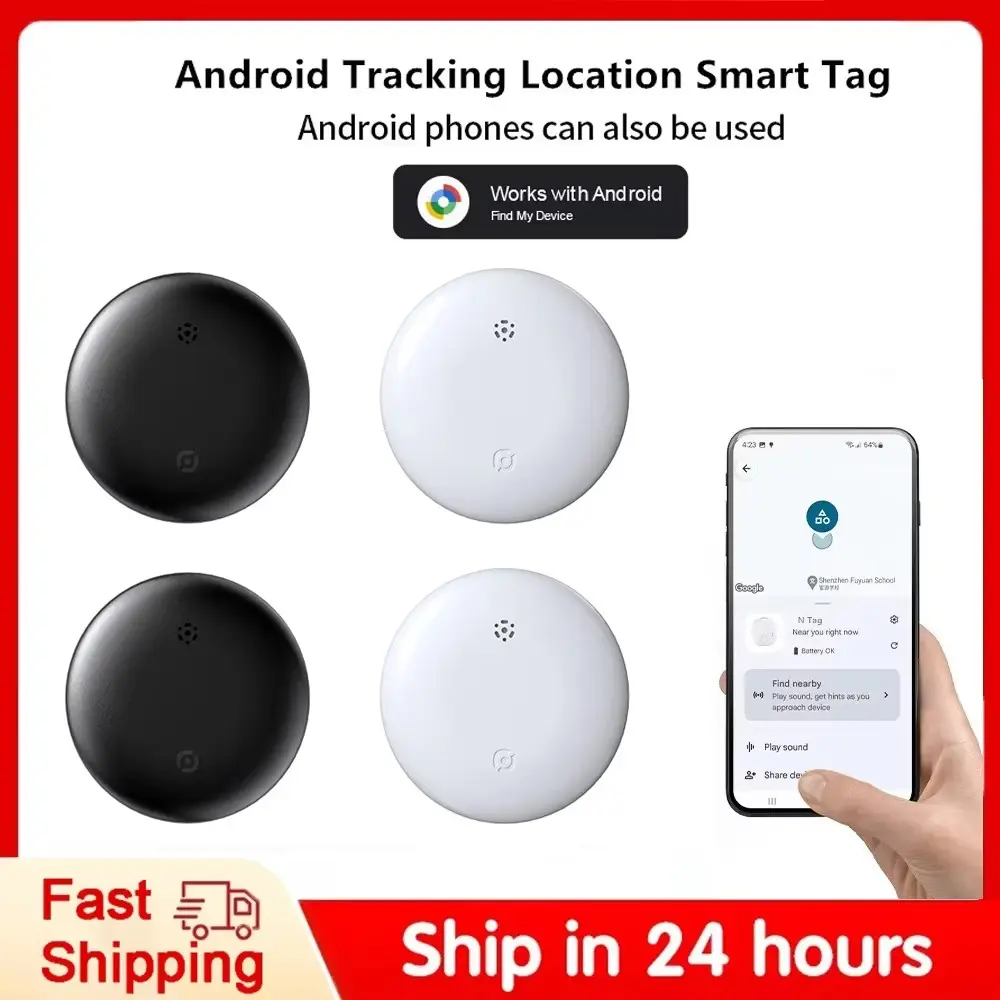 Smart Bluetooth Anti‑Lost Tag Works with Google Find My Device, Android Item Tracker Locator, IPX4 Waterproof, Portable Key Finder for Keys Wallet Luggage Bag Pet Belongings.