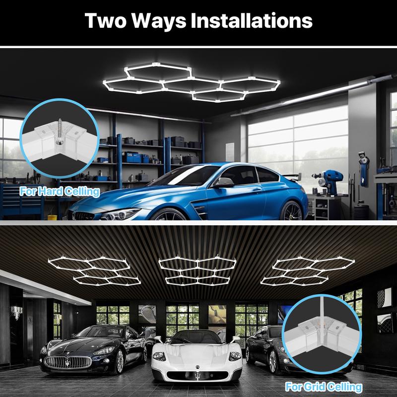 HYPERLITE 2025 New DIY Plug-in Hexagonal Ceiling Light, Honeycomb Ceiling Light, Ultra Bright , Hexagonal Garage Light suitable for garages, supermarkets, shopping malls, car shows, basements, ideal for Led Backlit Led Lighting，Jumpstart newyear