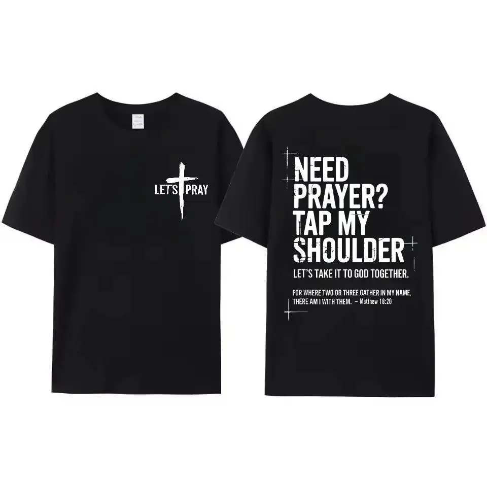 Need Prayer Hoodie – Christian faith sweatshirt with “Tap my shoulder, let’s pray” and Bible verse Matthew 18:20; religious inspirational autumn/winter women’s wear Casual Womenswear