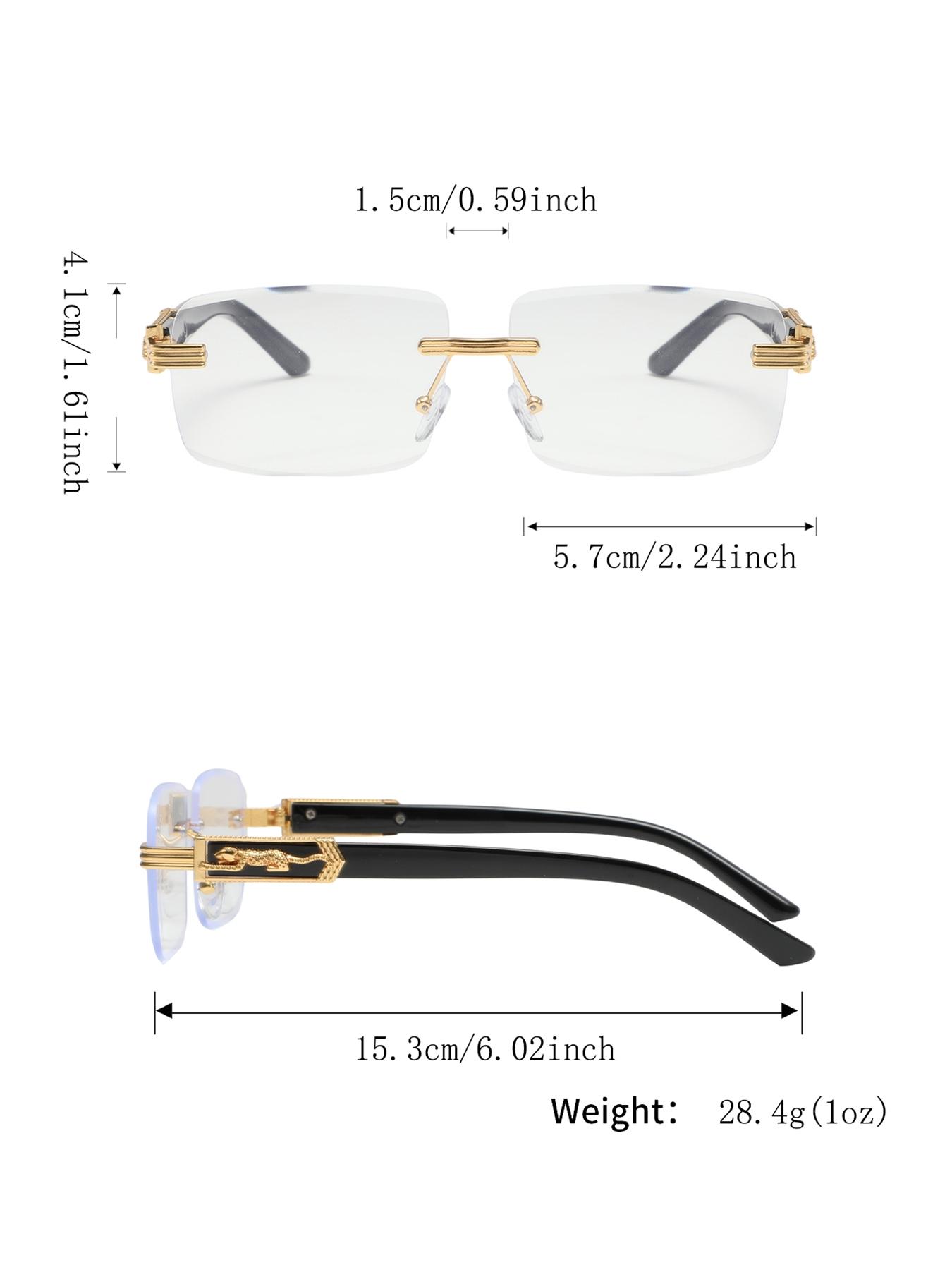 Men's Rimless Square Metal Glasses, Elegant Retro Design, High-End Lightweight Luxury Eyewear, Casual Fashion Accessory for Everyday Use