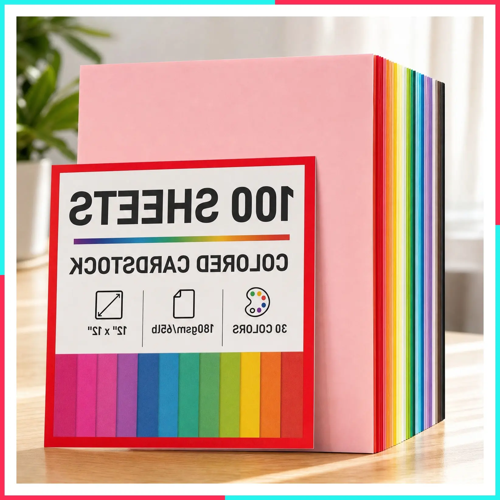 100 Sheets Cardstock, 12x12 Inches Colored Printer Paper