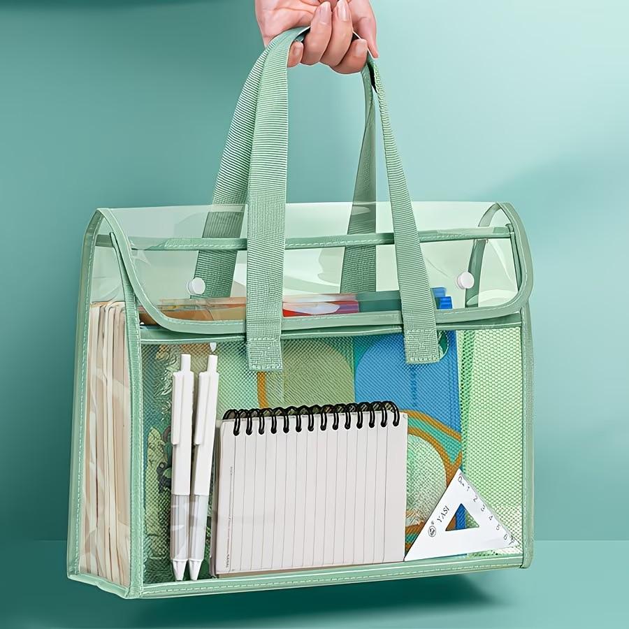 Large Capacity Clear PP Document Bag - Multi-Compartment Design, Fits Tablet, A4 Paper & Stationery - Durable Portable File Organizer with Visible Content Design, Storage Bag