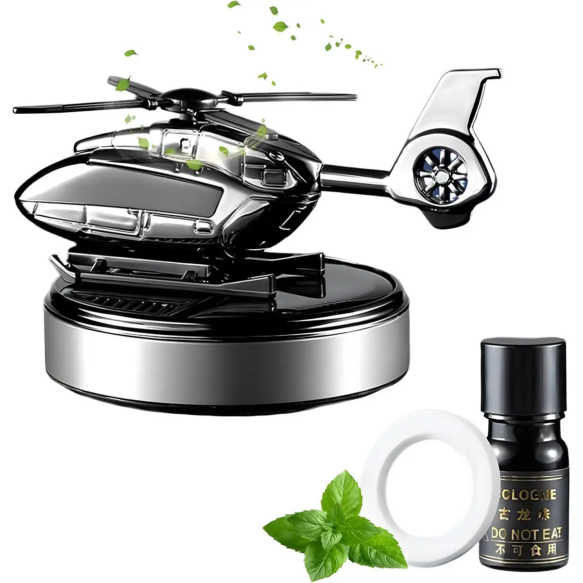 Solar Powered Helicopter Car Air Freshener, Rotating Aromatherapy Diffuser Essential Oil Dashboard Accessory, Eco-Friendly Auto Interior Decor, Gift for Car Lovers, Car Accessories