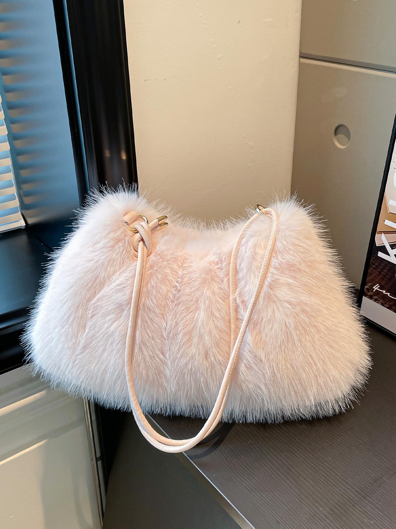 1pc Women's Shoulder Bag Solid Color Clear Color Crossbody Bag Plush Fashion Versatile Leisure Simple and Elegant Suitable for Autumn and Winter Travel, Work Commute, Shopping, Dinner Women's Shoulder Bag