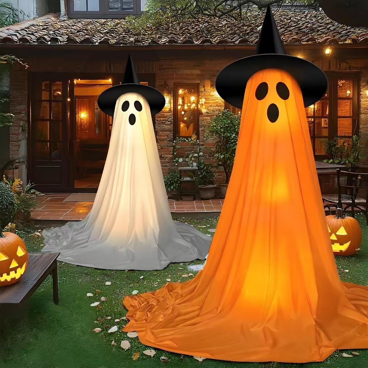 2 Pack Halloween Spooky Ghost String Lights with Remote Control, Battery Operated Indoor Outdoor Decorations, Perfect for Garden Patio Parties, Atmosphere