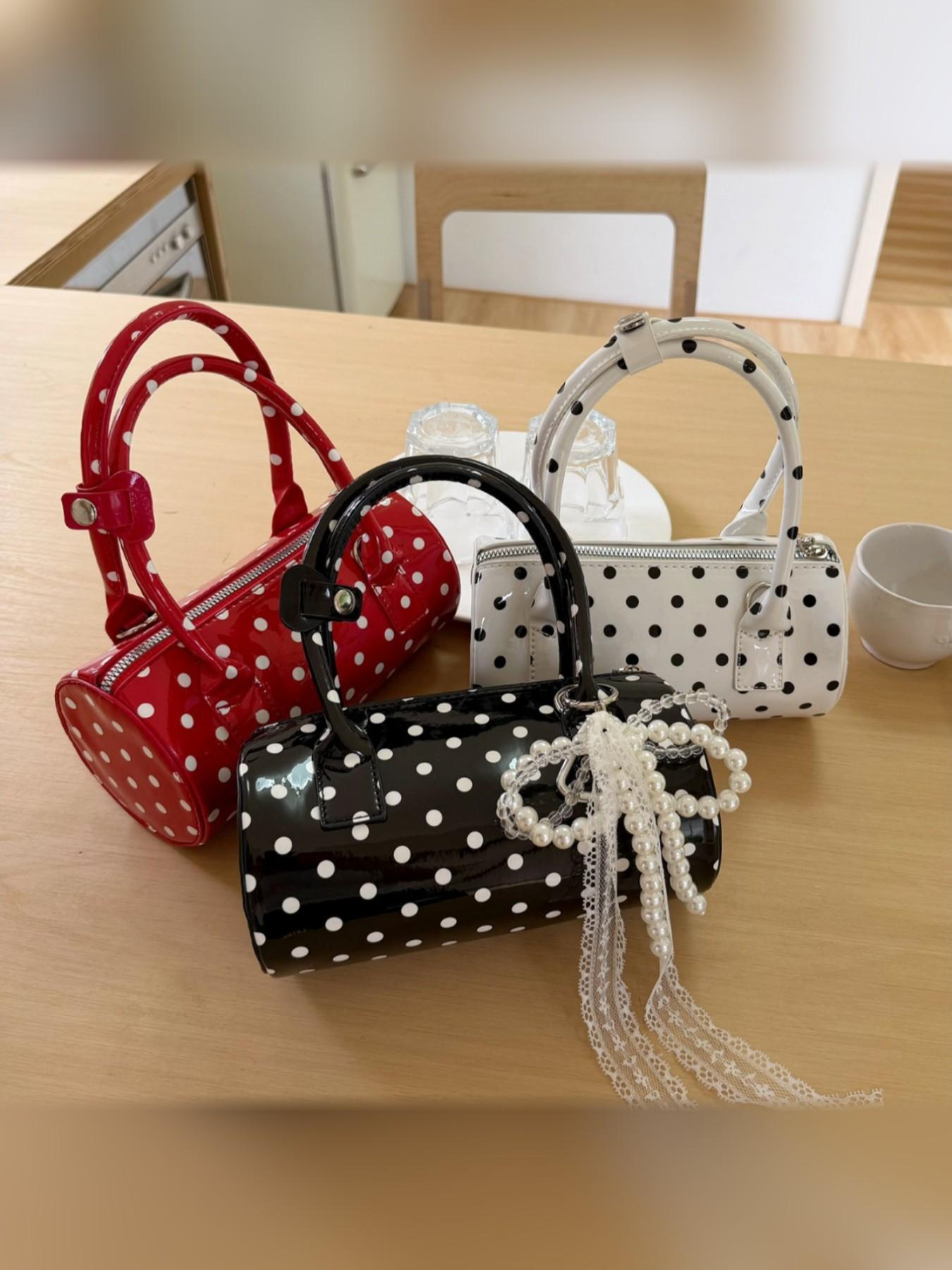 2026 New Fashion Polka Dot Handbag for Women, Elegant Daily Shoulder Bag, Commute Casual Fashionable Crossbody Bag, Versatile Canvas Baguette Bag