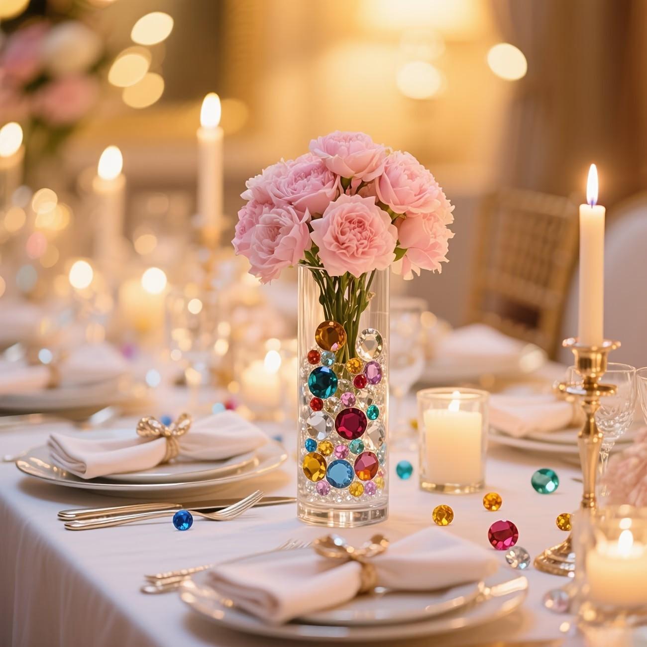 1000 Acrylic Fake Diamonds, Flower Vase Filler, Table Centerpiece, DIY Jewelry, Wedding Decor, Holiday Party Supplies, 3mm-10mm