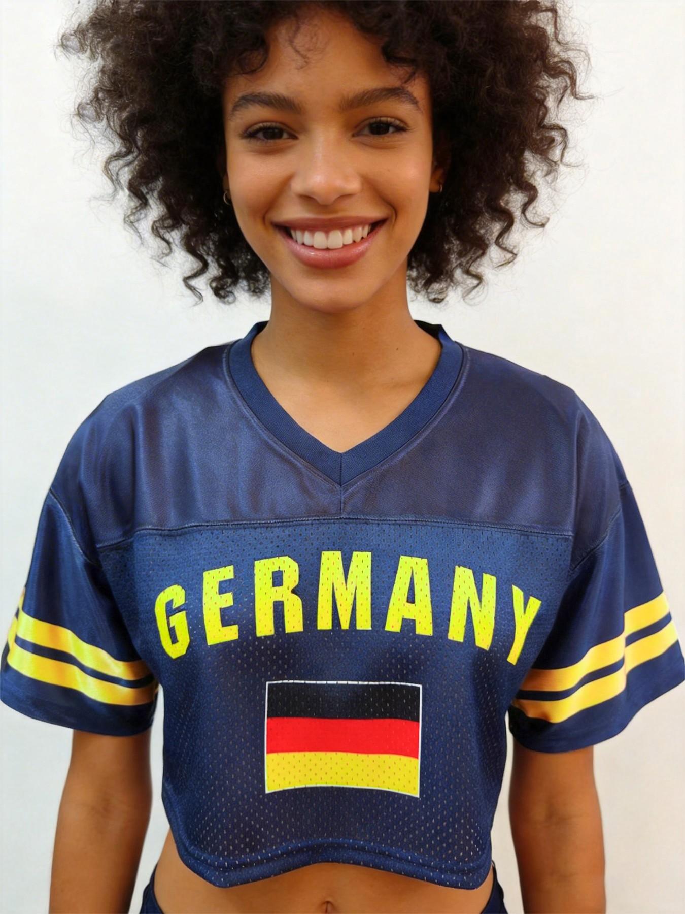 Women's Germany/Brazil/USA/Argentina/France/South Korea/South Africa/Netherlands/Mexico/Portugal/Japan/Uruguay/Spain/Italy/England Soccer Jersey | 2026 World Cup Country Crop Top | Football Fan Game Day Shirt