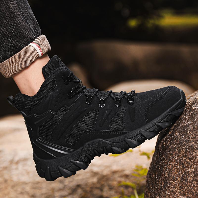 Men's all-season high-top wide fit Outdoor boots, lightweight and breathable anti-skid mountaineering shoes,Hiking boots, desert boots, work boots, suitable for jungle exploration, rock climbing, daily travel, camping, tourism, fishing and other activitie