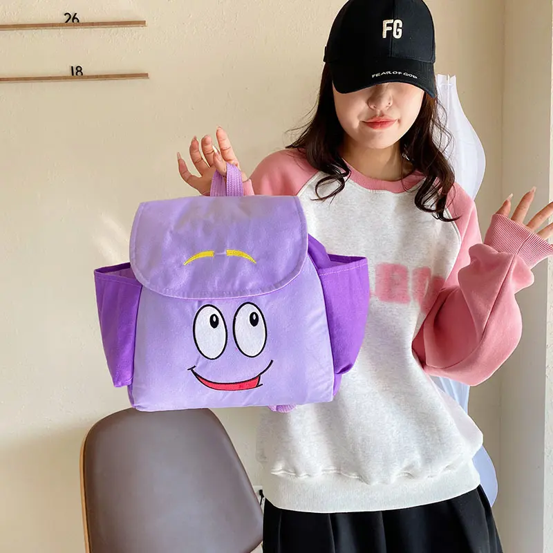 Kawaii Dora The Explorer Backpack Cartoon New Dora Map Large Capacity Messenger Bag Student A4 School Bag Backpack
