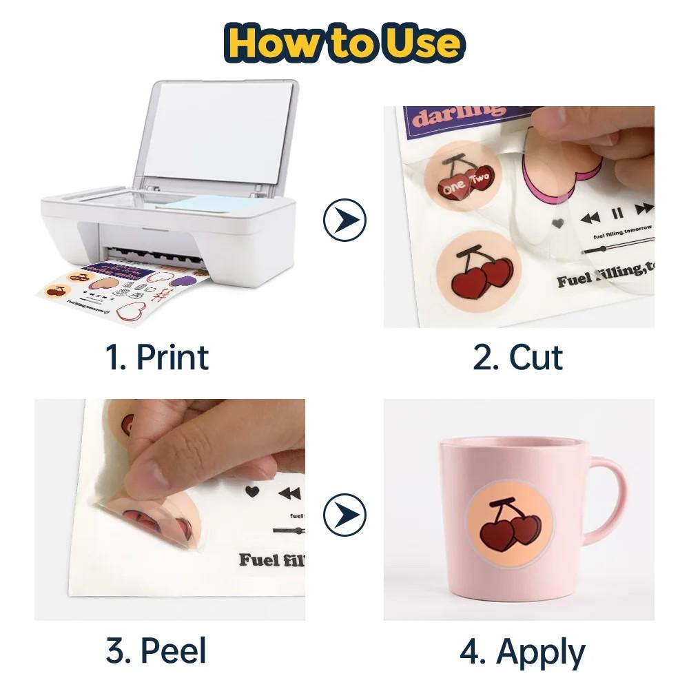 10/20 sheets Transparent Sticker Paper, Clear A4 Non Waterproof Label Sheet, Printable Vinyl Sticker Paper For Inkjet Printer