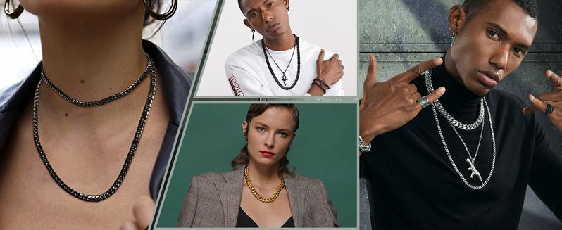 PROSTEEL Dense Cuban Links Necklace Stainless Steel Chain Length 14-30 Inches Width 6mm/10mm/14mm Jewelry Unisex For Women Lovers Men Gift Box