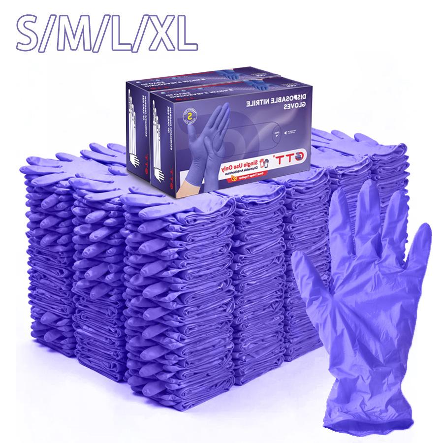 200/500Pcs Heavy-Duty Purple Nitrile Gloves-5.5 Mil Thick-Bulk Box Durable Gloves, Powder free Latex-Free, Single-Use, Heavy-duty Disposable Gloves, for Food Preparation Cleaning, Tattoo, Hair Dyeing, Pet Grooming, Beauty Salons, Household Chores